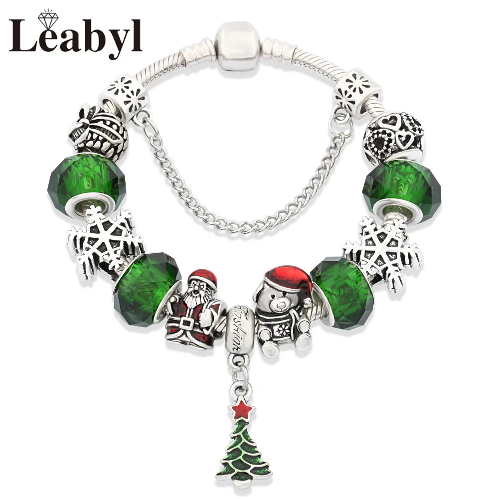 

Christmas Bracelet Christmas Tree Santa Claus Bracelet Little Bear Alloy Large Hole Bead European and American Bracelet
