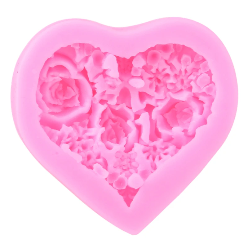 Розовая 3D силиконовая форма в виде цветка розы ручная работа мыло помадка торт