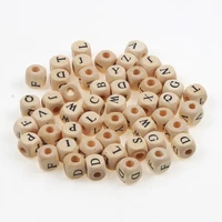 50pcspack 10mm a z natural wooden letter beads mixed alphabet square cube wood beads for jewelry making diy bracelet necklace