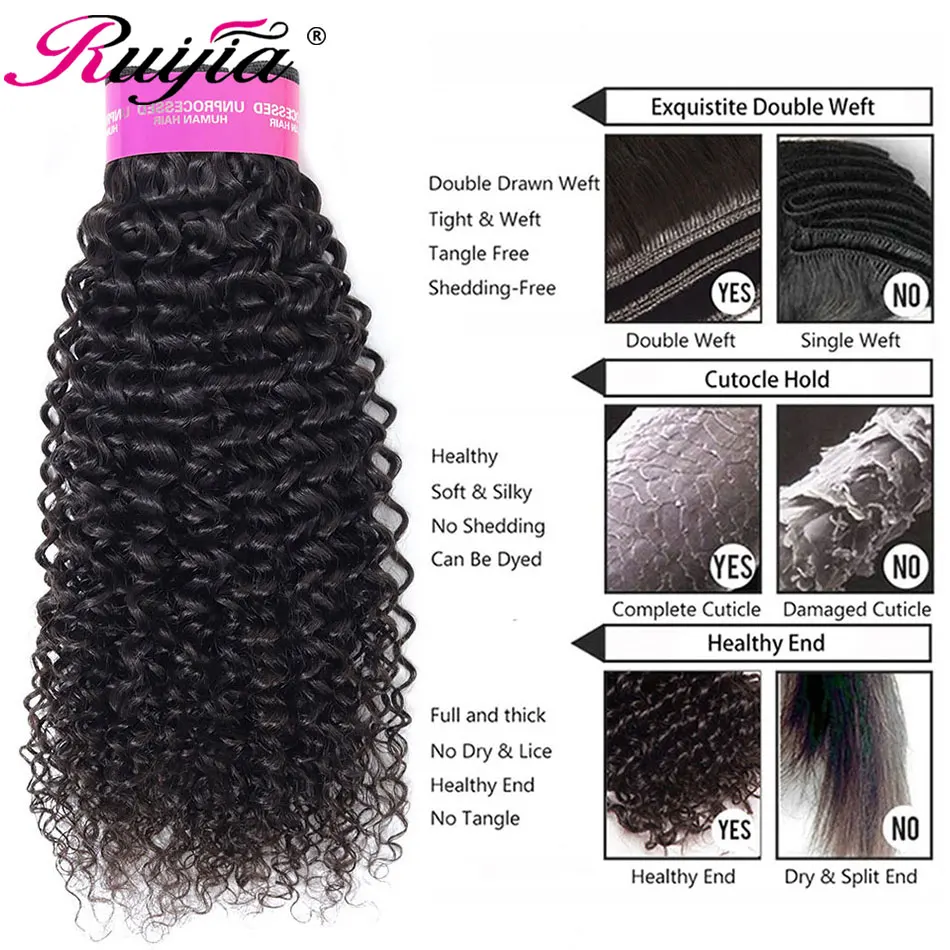 Бразильские кудрявые волосы пряди Remy натуральные пучки волос естественного