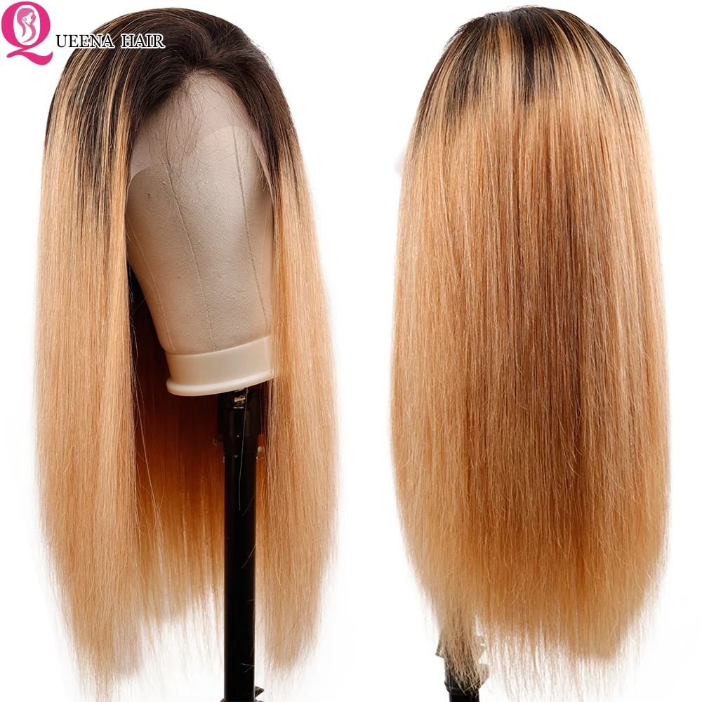 Парик прямой блонд с эффектом омбре 1B/27 парик из человеческих волос Омбре