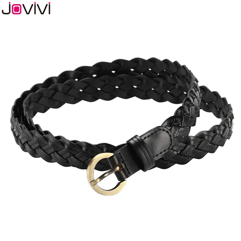 Jovivi 1x пояса из натуральной кожи женские плетеные ремни из воловьей кожи тонкие женские ремни для женщин джинсовое платье модный ремень подарок на день рождения