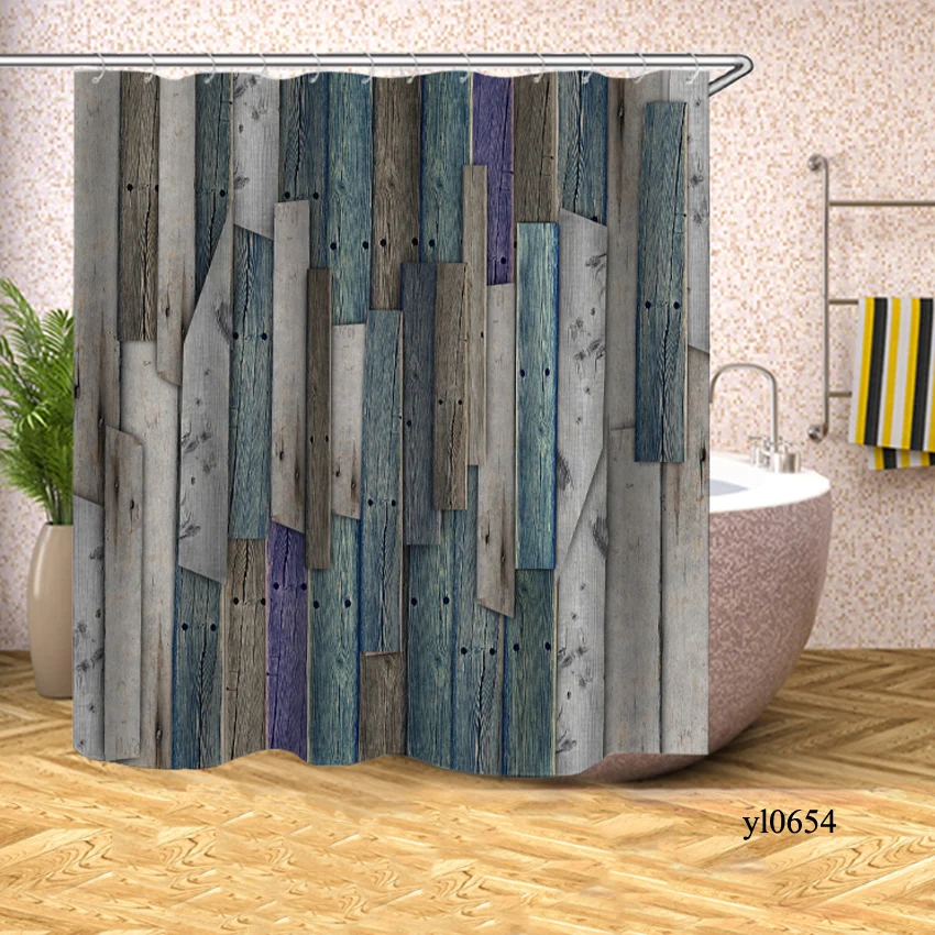 Pattern 14 3D занавеска для душа в ванную, Деревянный Рисунок кирпича, водонепроницаемая занавеска для ванной, занавеска для ванны, крышка для купания, большой широкий 12 крючков - Цвет: Pattern 14