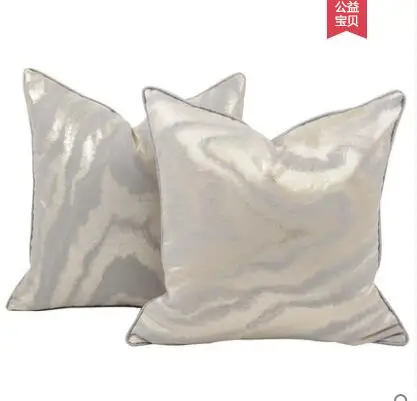 

Modern and simple Chinese sofa pillowcase luxury rice gold gray gold stripes home soft cushion cover
