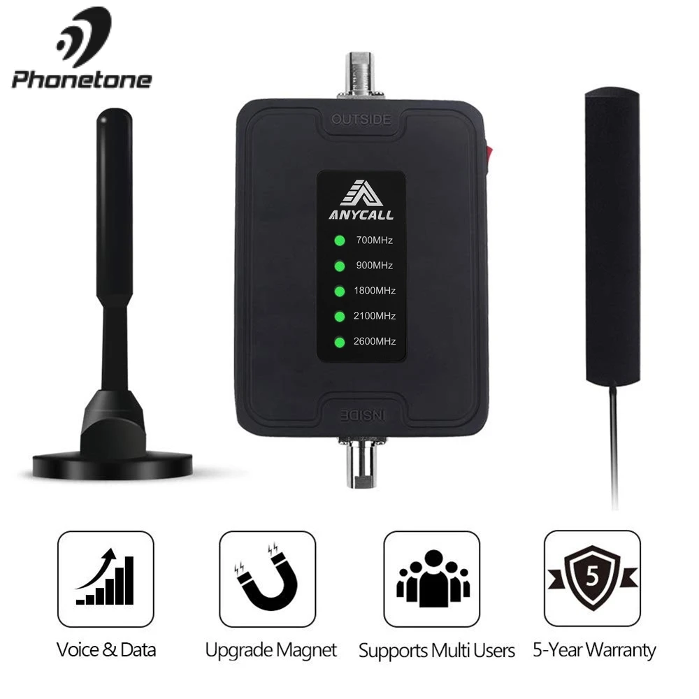 700/900/1800/2100/2600 МГц Автомобильный Усилитель мобильного сигнала 4G LTE GSM ретранслятор