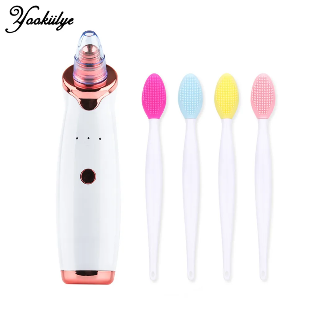 

Electric Blackhead Remover Pore Acne Pimple Removal T Zone Nose Cleaner & Silicone Face Brush Set Facial Deep Cleansing Tools