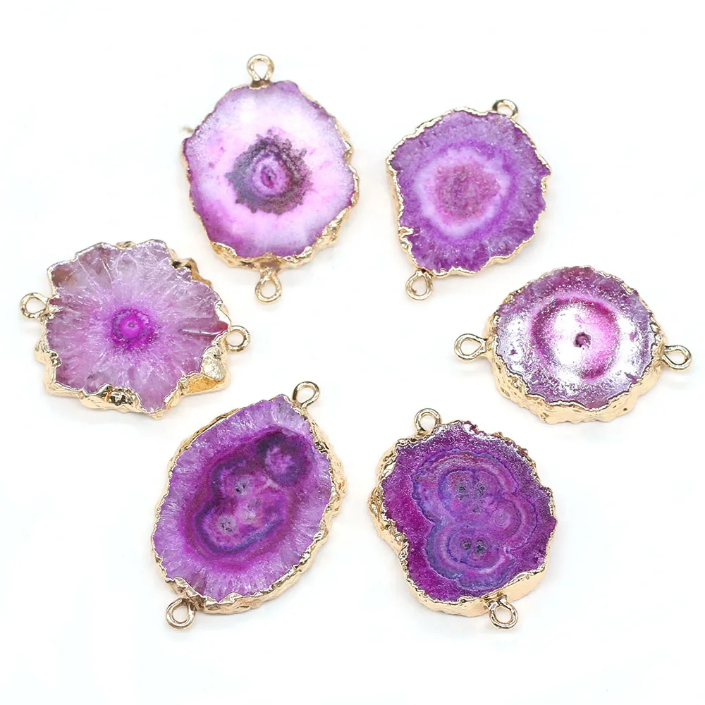 Натуральный камень Нерегулярные Позолоченные окантовки Агаты разъем ювелирные