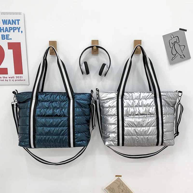 2021 Winter Space Pad Cotton Bag for Women New Design Large Capacity Waterproof Nylon Shoulder Bag Feather Down Tote Handbag