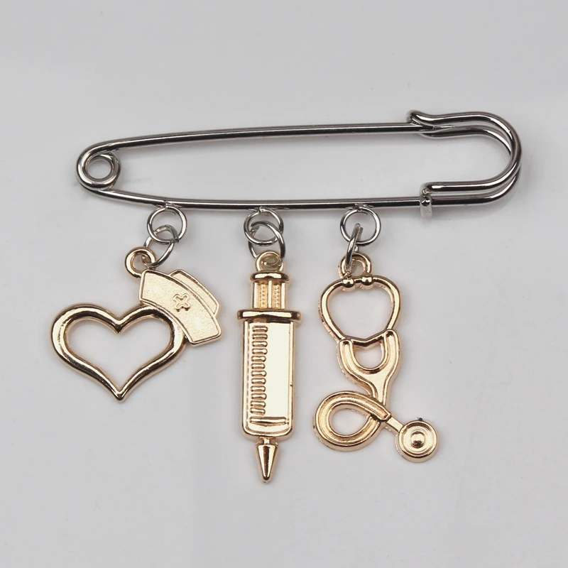 Медицинская брошь шприц для медсестры брошка стетоскоп с розовым горлом