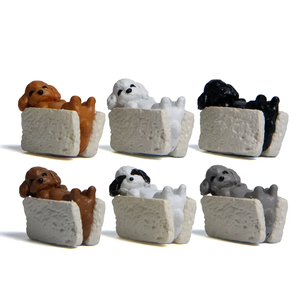 

6pcs/set New Creative Animal Micro Landscape Decoration Maltose Sandwich Teddy Gardening Doll Figure Toys for Kids Girl Gift