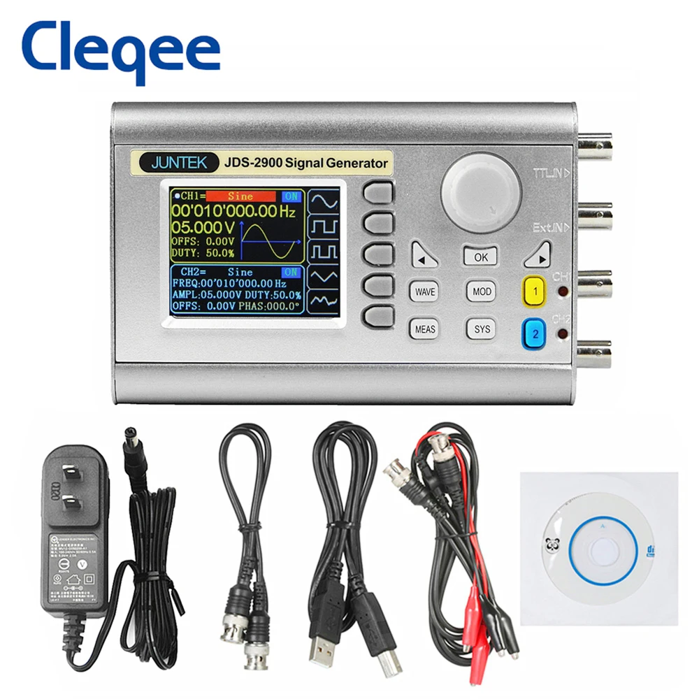 Cleqee JDS2900 30 МГц Портативный двухканальный DDS функция генератор сигналов