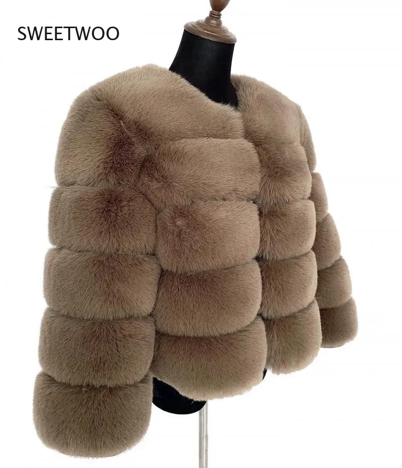 Womens Faux Fur Faux Fur Coat Autumn Winter High Quality Faux Fox Fur Coat Fluffy Coat Fur Faux Fur 5Xl Shaggy Coat Fox Fur 6Xl