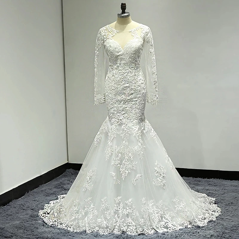 Женское платье-русалка белое свадебное платье большого размера с длинным
