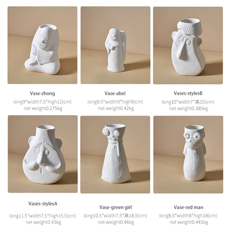 

Cartoon Head Flower Pot Living Room Decoration Desktop Table Decoration Nordic Creative Ceramic Vase Home Decoration White