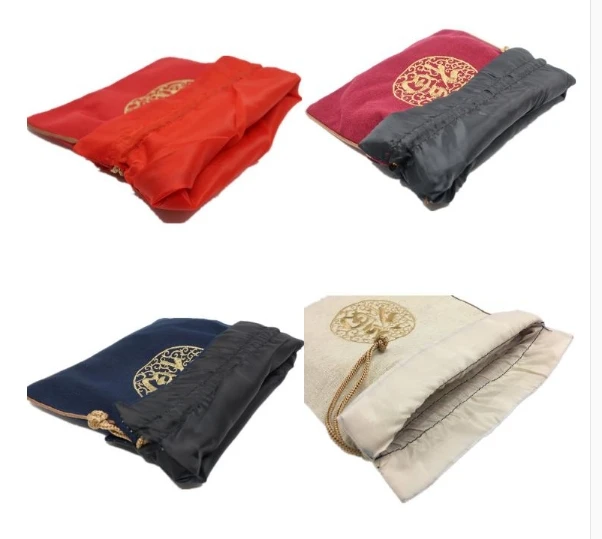 10pcs Chinese style Embroidery Lucky Fu Bag Large Jewellery Pouch Cotton Linen Drawstring Gift Packaging Candy Storage