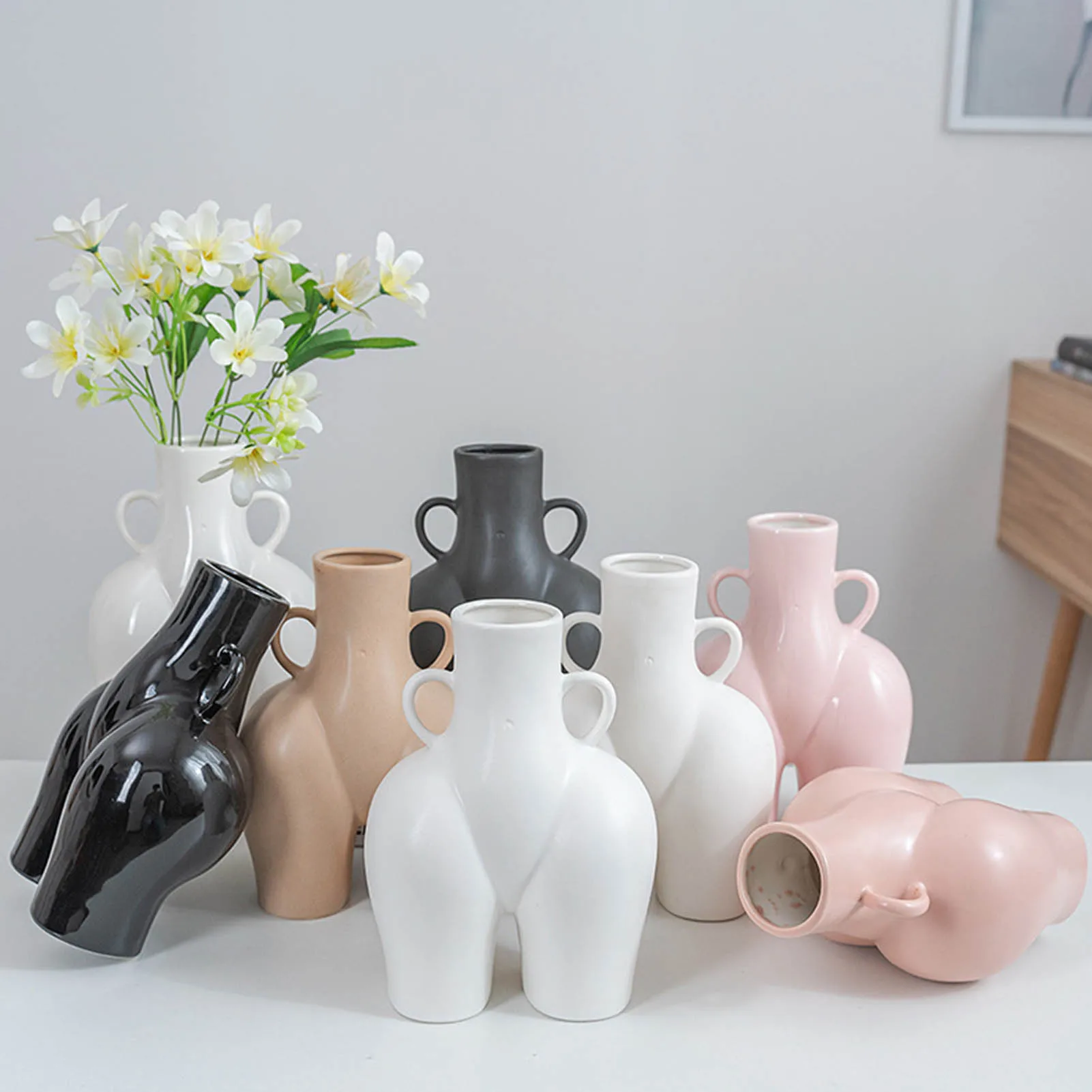 

Ceramic Body Art Vase Ornaments Human Body Flower Holder Nordic Ins Style Ceramic Home Living Room Hotel Decoration Centerpiece