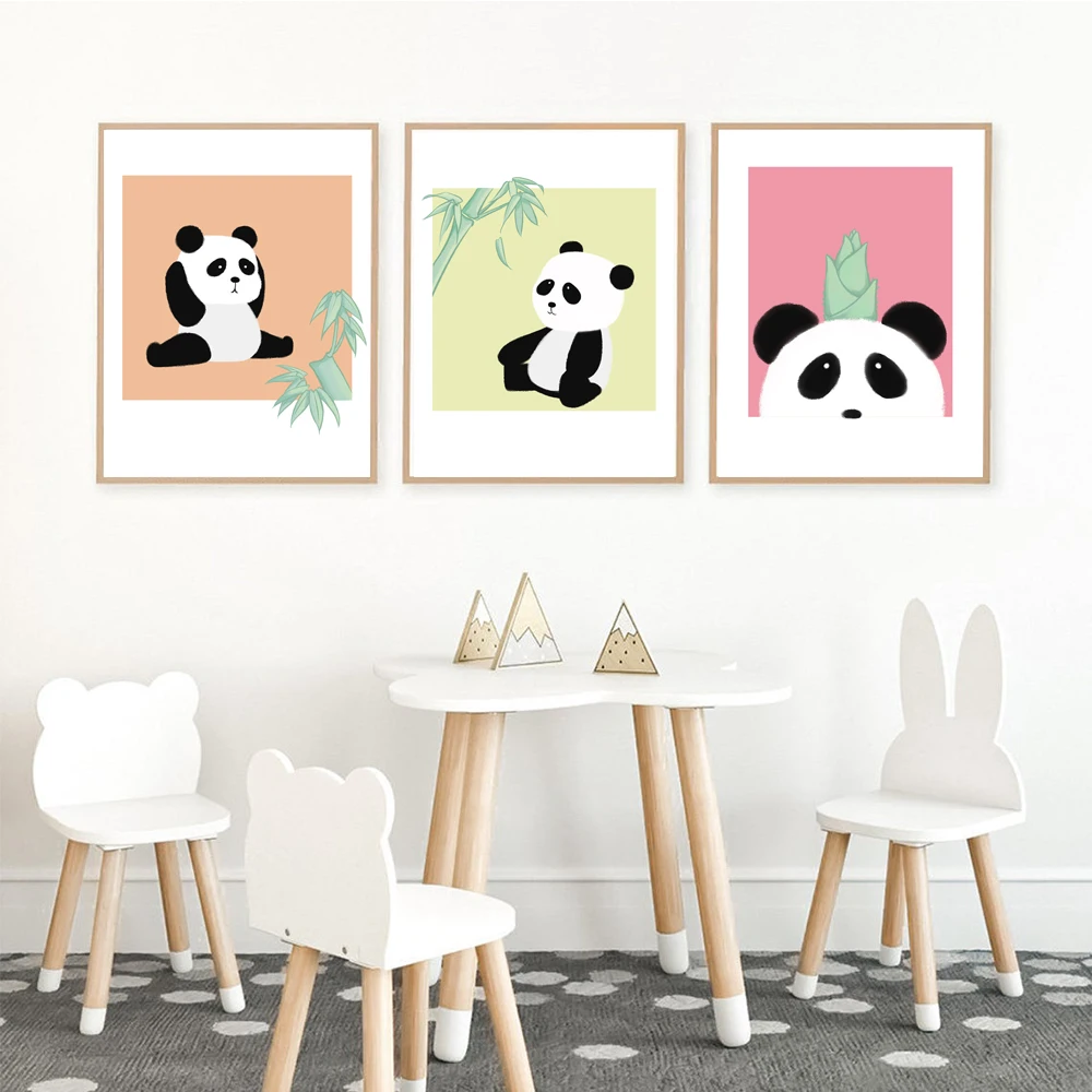 

Cute Panda Pictures On The Wall Lovely Animals Canvas Paintings for Home Design Frameless Wall Art Prints Kids Room Decor