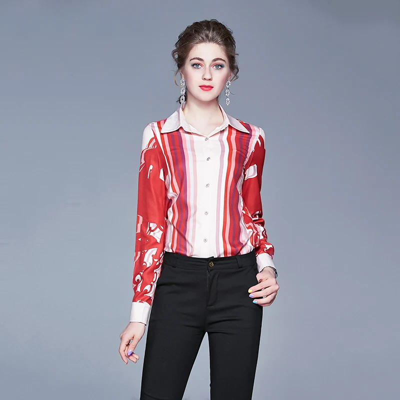 

Женская блузка с длинным рукавом и принтом, X363