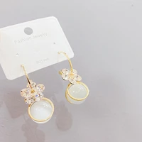 female luxury crystal flower charm stud earrings vintage silver post wedding jewelry white zircon stone earrings for women