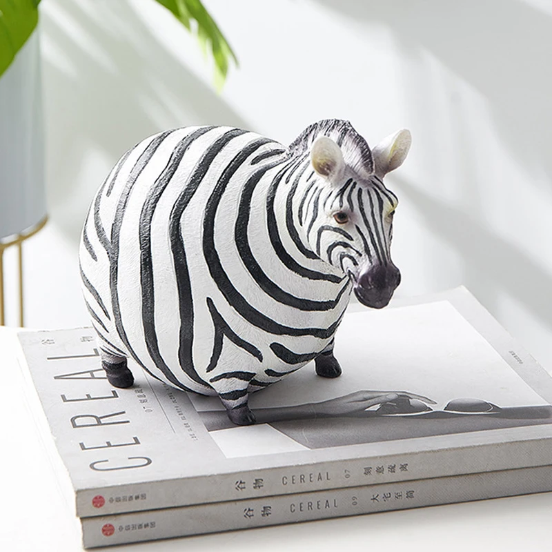 

New Creative Resin Zebra Statue Ornaments Zebras Pot Belly Figurine Ornament For Home Cabinet Decoration Gift For New Year