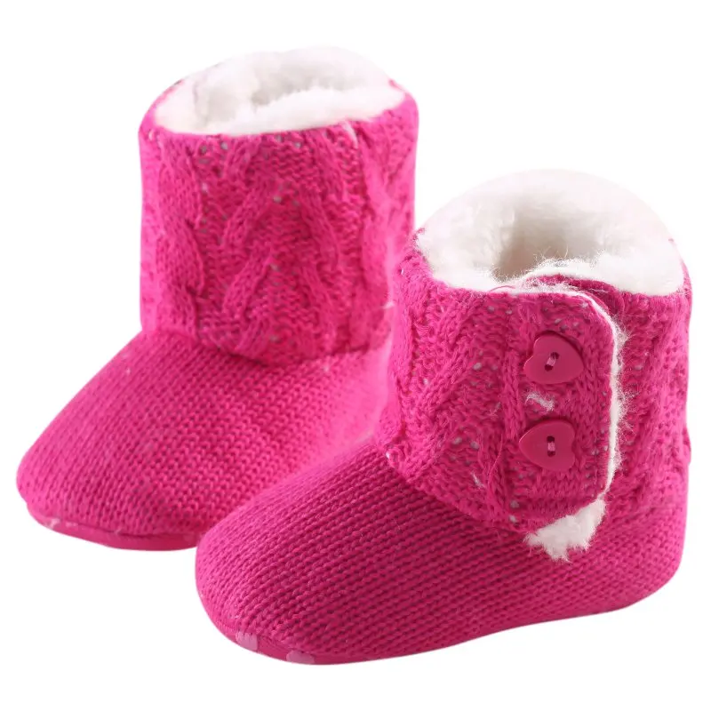 Winter Cotton Snow Warm Soft Sole Boots Baby Girl Crochet Knit Fleece shoes Toddler Wool Infant First Walkers |