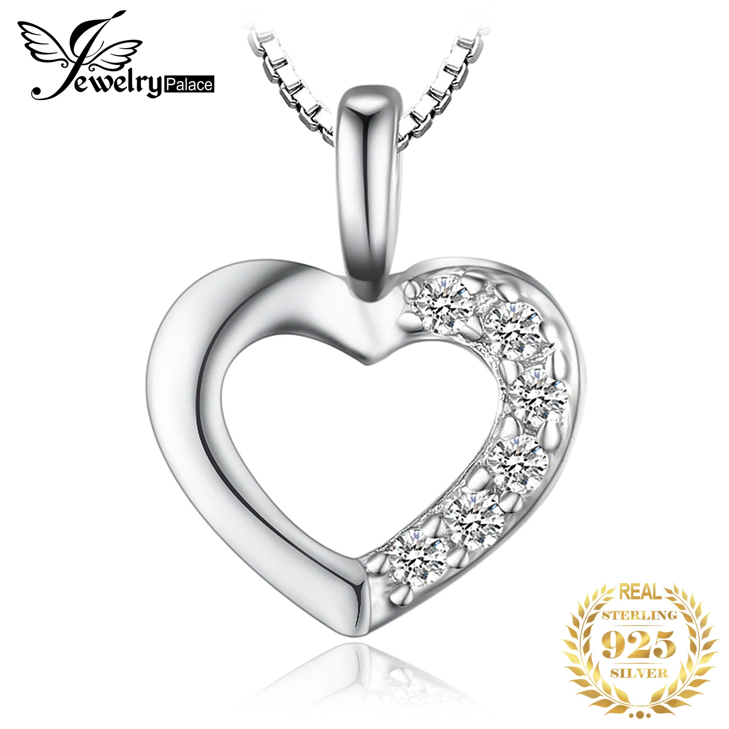 

JewelryPalace Heart Sterling Silver Pendant Necklace 925 Sterling Silver Chain Choker Statement Collar Necklace Women 45cm