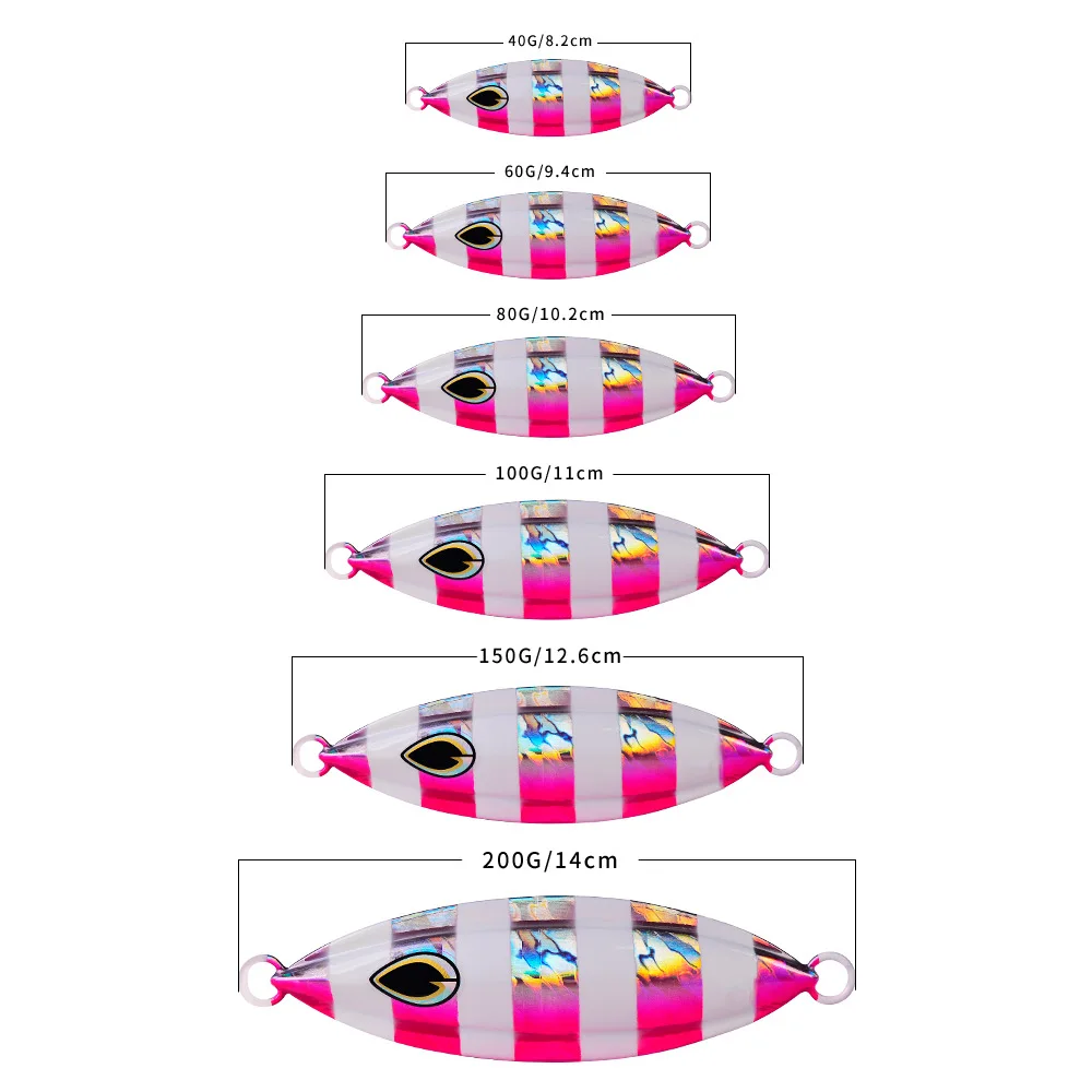 5Pcs/Set 40g60g80g100g150g200g Slow Jigging fishing Lure metal jig Spoon pesca Shore lures Fish Bass tuna bait saltwater