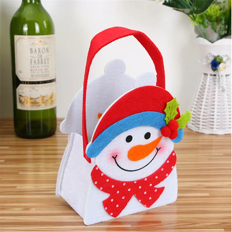 New Merry Christmas Gift Bags Apple Candy Bag Santa Claus Snowman Elk Home Party Furniture Decor To Children Kids 20x13cm | Дом и сад