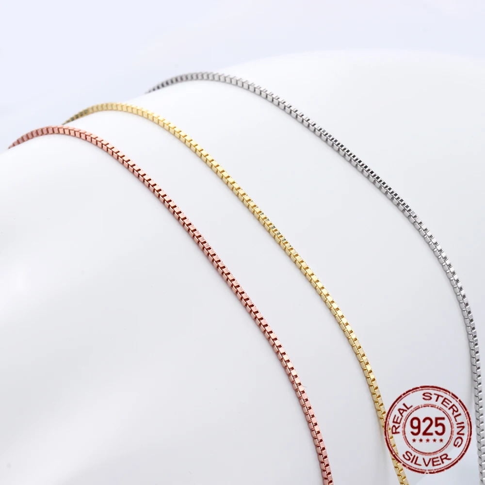 

Classic S925 Silver Lady Necklace 100% Sterling Silver Necklace Chain, 45mm Box Chain Pendant Accessories