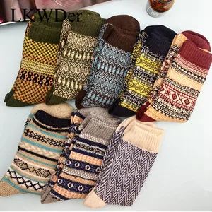 LKWDer 5 партЛот, новые мужские шерстяные носки Witner, винтажные рождественские носки, красочные носки, подарок, мужские носки