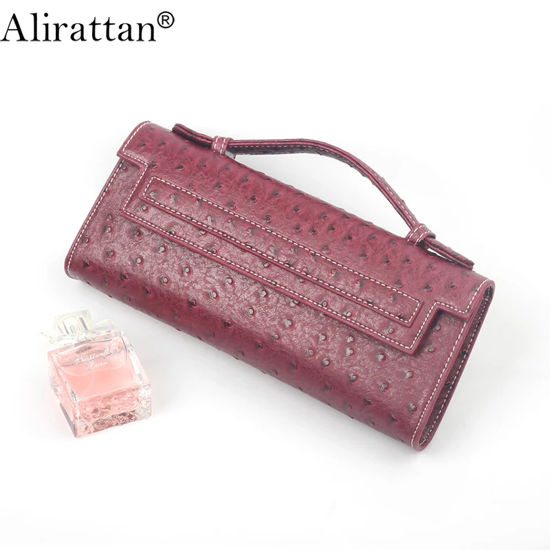 

Women's Bag 2022 New Ostrich Pattern High Quality Leather Long Clutch Handbag Women's Luxury Brand Fashion Party Handbag