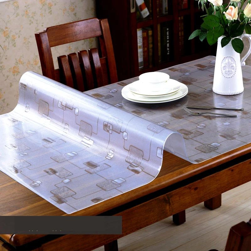 Qianyun Waterproof PVC Tablecloth Transparent Table Cover cloth Mat Kitchen Pattern Oil Cloth Glass Soft | Дом и сад