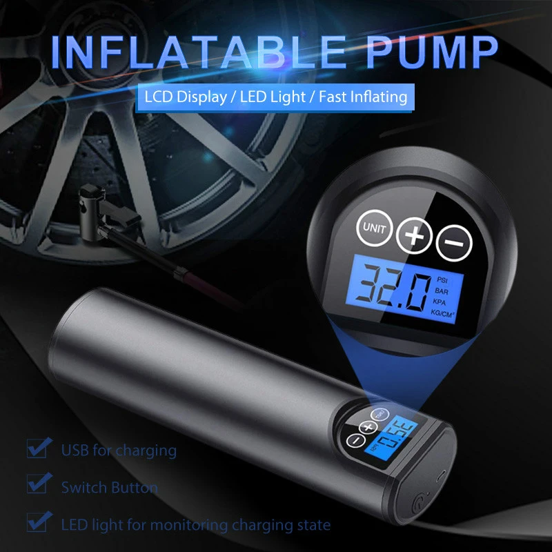 12V 150PSI Portable Car Air Compressor Mini Inflatable Electric Pump for Bicycle Rechargeable With LED Emergency Light | Инструменты