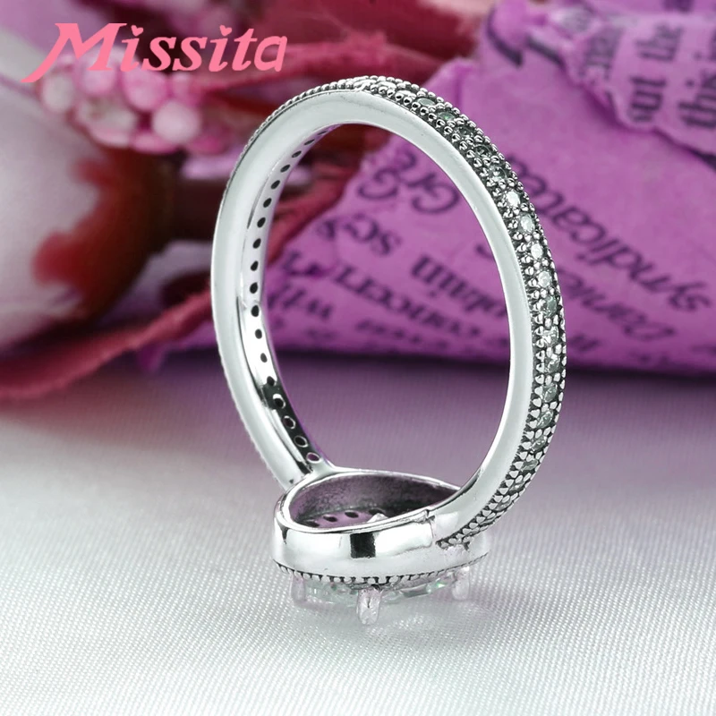 MISSITA NEW Elegant Oval AAA Zircon Finger Rings For Women Fit Wedding Anniversary Silver Color Jewelry Gift Dropshipping | Украшения и