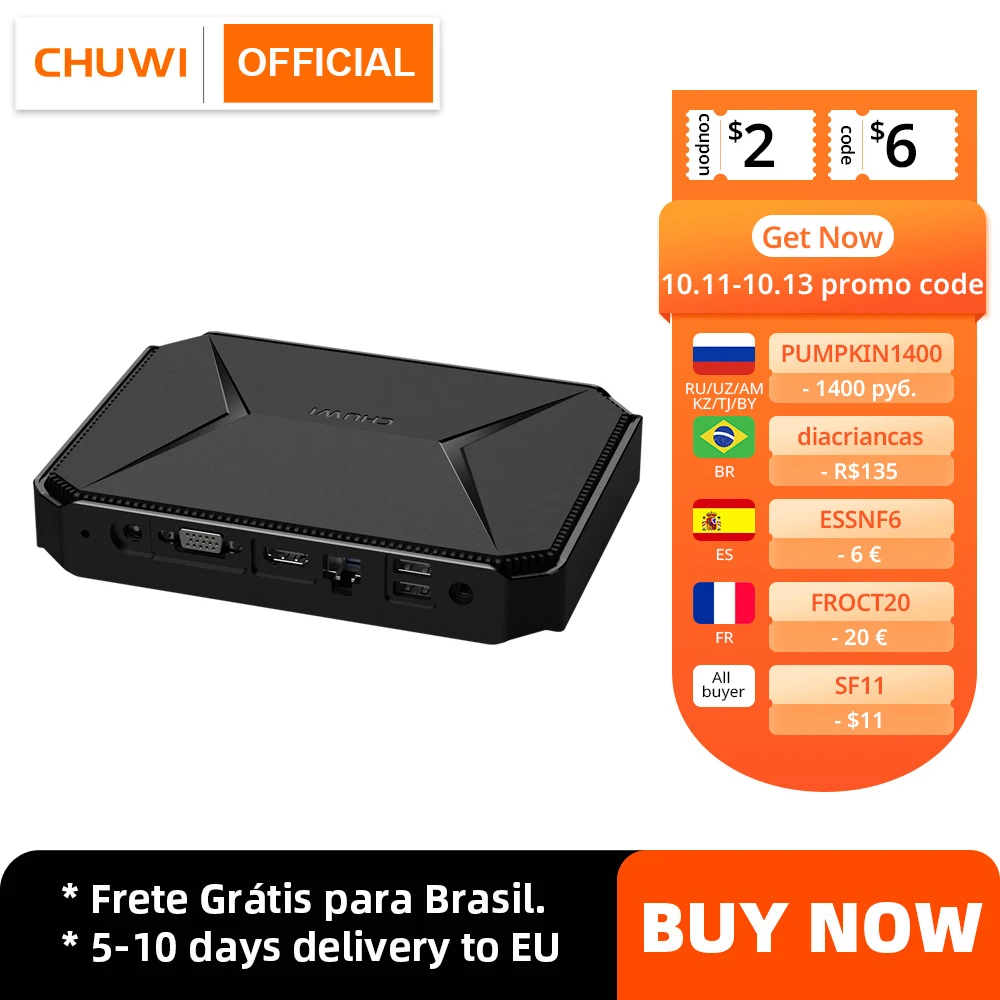 

Настольный мини-компьютер CHUWI HeroBox Pro, Intel Jasper Lake N4500, до 2,8 ГГц, 8 ГБ ОЗУ, 256 Гб SSD, 4 порта USB, HD 2,0