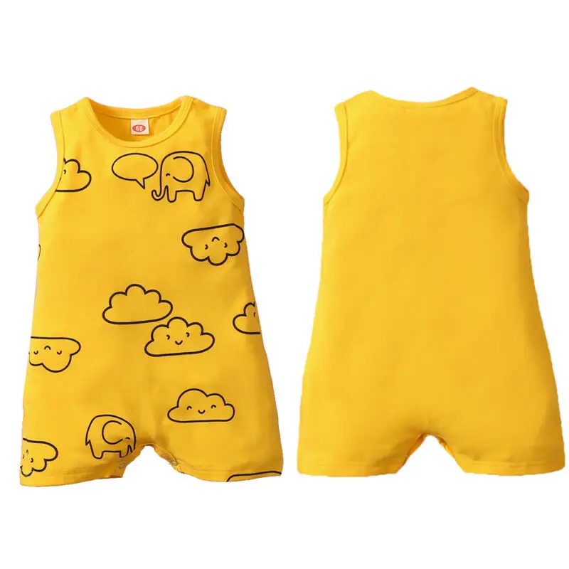 

Toddles Babies Sleeveless Cloud Printed Pullover Romper Unisex Kids Playsuit Cute Jumpsuit
