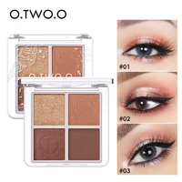 o two o 4 color eyeshadow palette peach waterproof long lasting shimmer matte eye shadow soft smooth shadow primer makeup