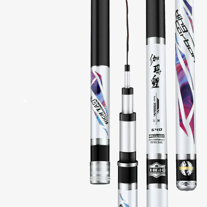 3.6M-8.1M Taiwan Fishing Rod 5H 6H Super Hard Carp Wedkarstwo Olta Carbon Fiber Long Section Hand Pole Telescopic Fishing Sticks