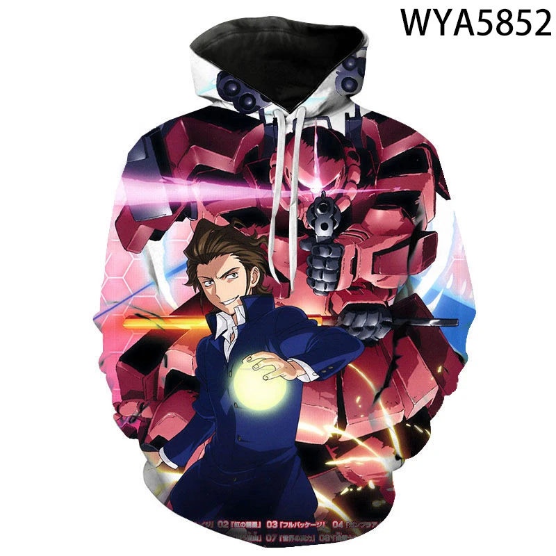 

New Spring And Fall Hoodies Anime Gundam Men Women Children 3D Printed Hooded Pullove Long Sleeve Sweatshirts Boy Girl Kids Tops