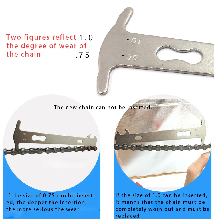 

Bicycle Chain Wear Checker Indicator Card Gauge Measurement Ruler Bike Repair Tools Bike Bicycle Accessories Bike Tool Set