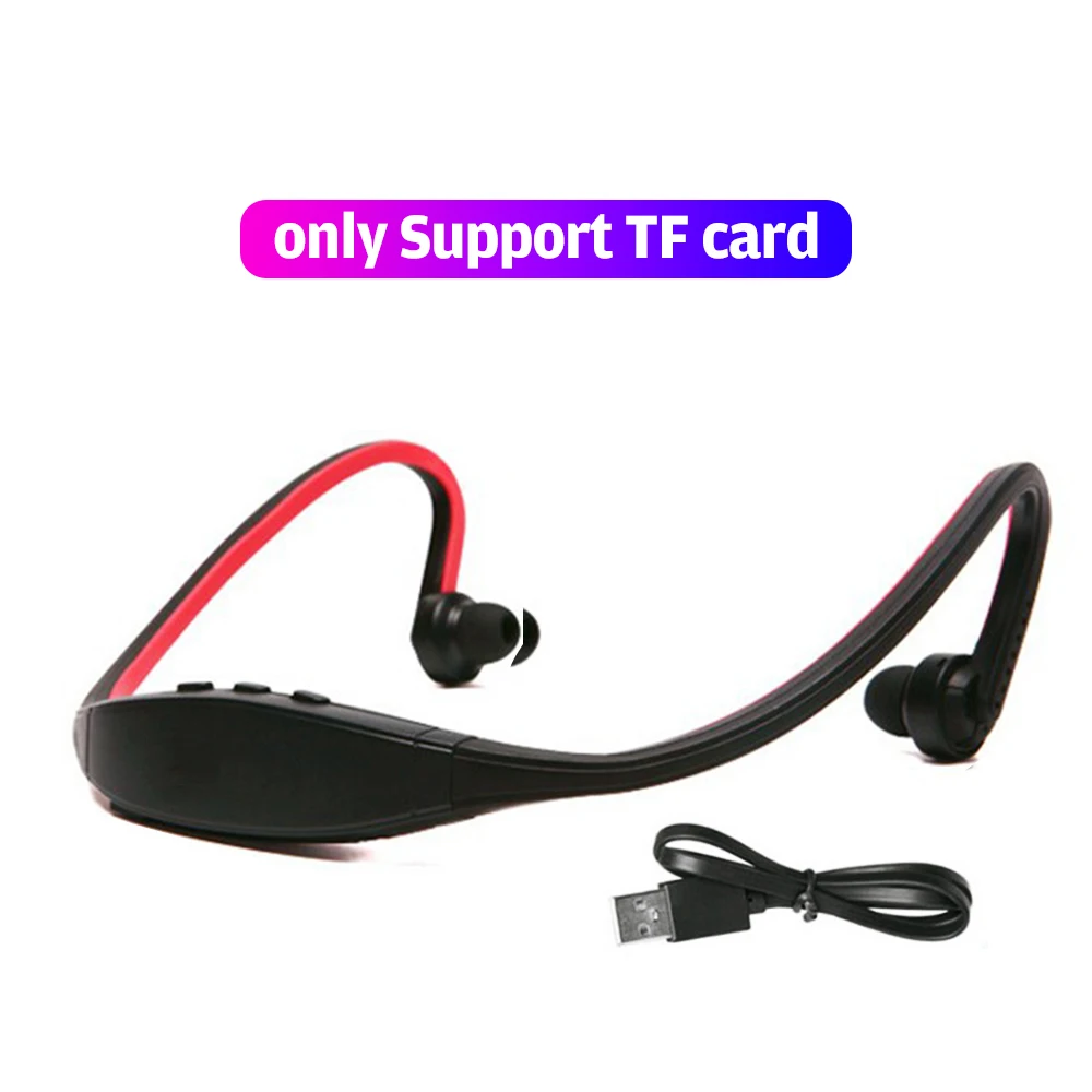 S9 Bluetooth наушники беспроводные Спортивные Bluetooth наушники Поддержка TF/SD карты микрофон для iPhone huawei XiaoMi телефон - Цвет: TF card Red