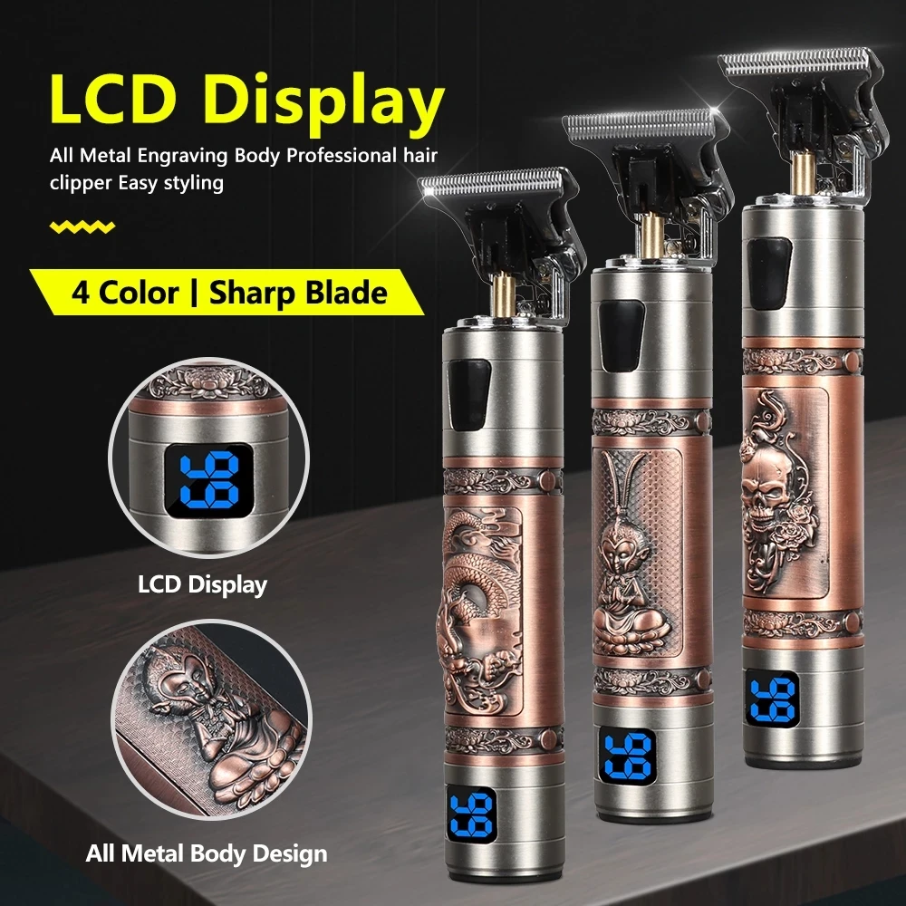 

Men Cordless Hair Clipper Barber Professional Buddha Dragon Electric Hair Cutting Machine Beard Shaving Hair Trimmer Styling Kit