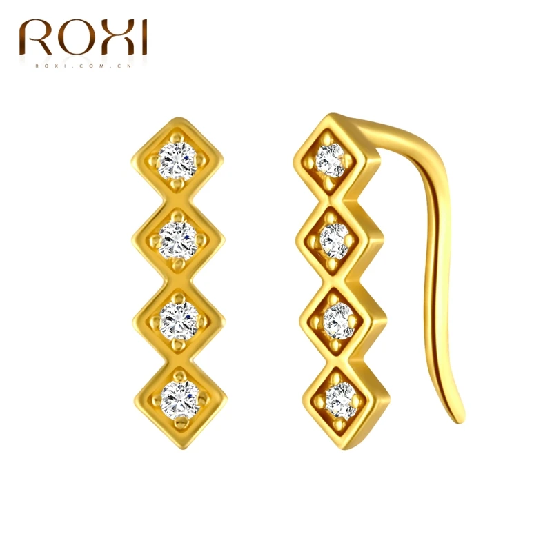 Женские серебряные серьги гвоздики ROXI золотистые/Серебристые маленькие