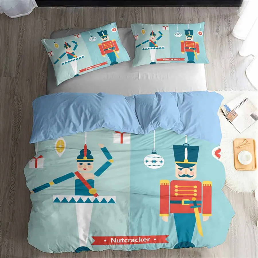 HELENGILI 3D Постельное белье Щелкунчик печати пододеяльник набор Bedcloth с Наволочка на