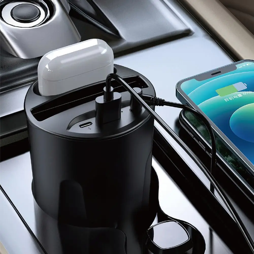 Автомобильное беспроводное зарядное устройство USB Type-C, быстрая зарядка, многофункциональное зарядное устройство для IPhone 13 12 X Xs Max XR 15 Вт 12-24 ...