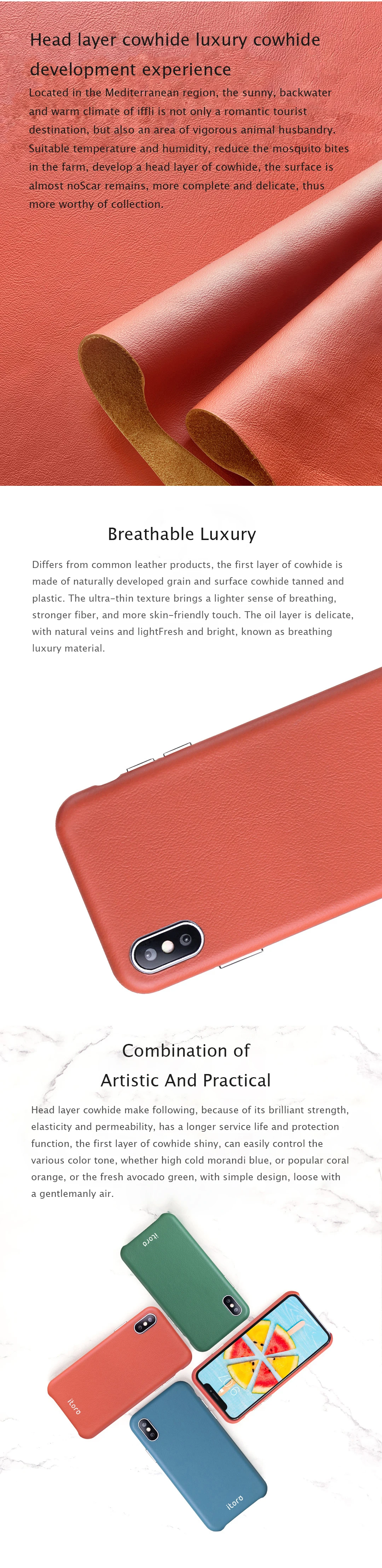 Xiaomi Italian Genuine Leather Phone Case Shockproof Bumper Phone Case For iPhone XS Max/XS/XR/X Shell With Cable Organizer