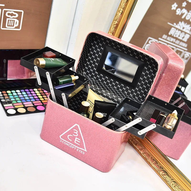 

Чехол для косметики Женский, портативный чехол большой вместимости с четырьмя открывающимися коробками