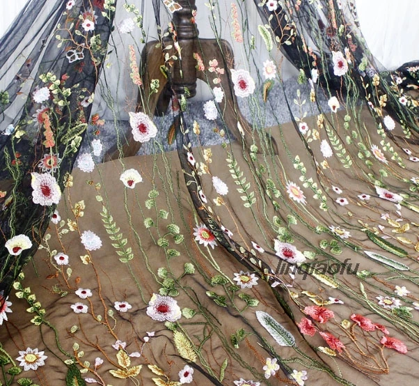 Кружевная ткань с вышивкой в виде леса Аксессуары для платья материал сделай сам