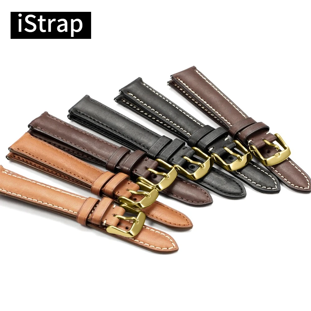 Ремешок для часов iStrap 18 мм 19 20 21 22 ремешок из натуральной кожи замены золотого