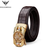 williampolo 2021 mens genuine leather belt strap male metal luxury brand designer top quality belts for men automatic buckle